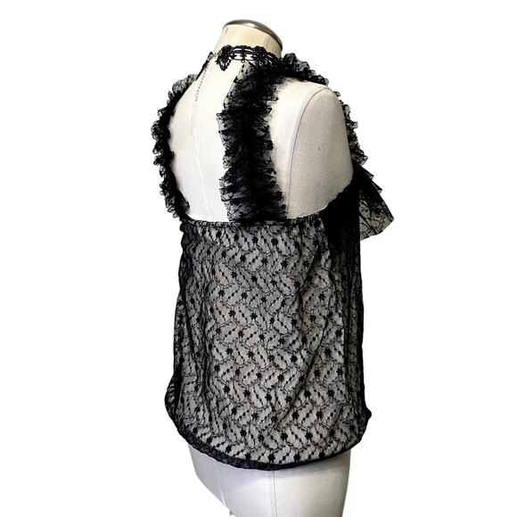 Adorable Lace Gothic Ruffle Square Neckline Tube Top Whimsygoth Emo - Picture 6 of 11